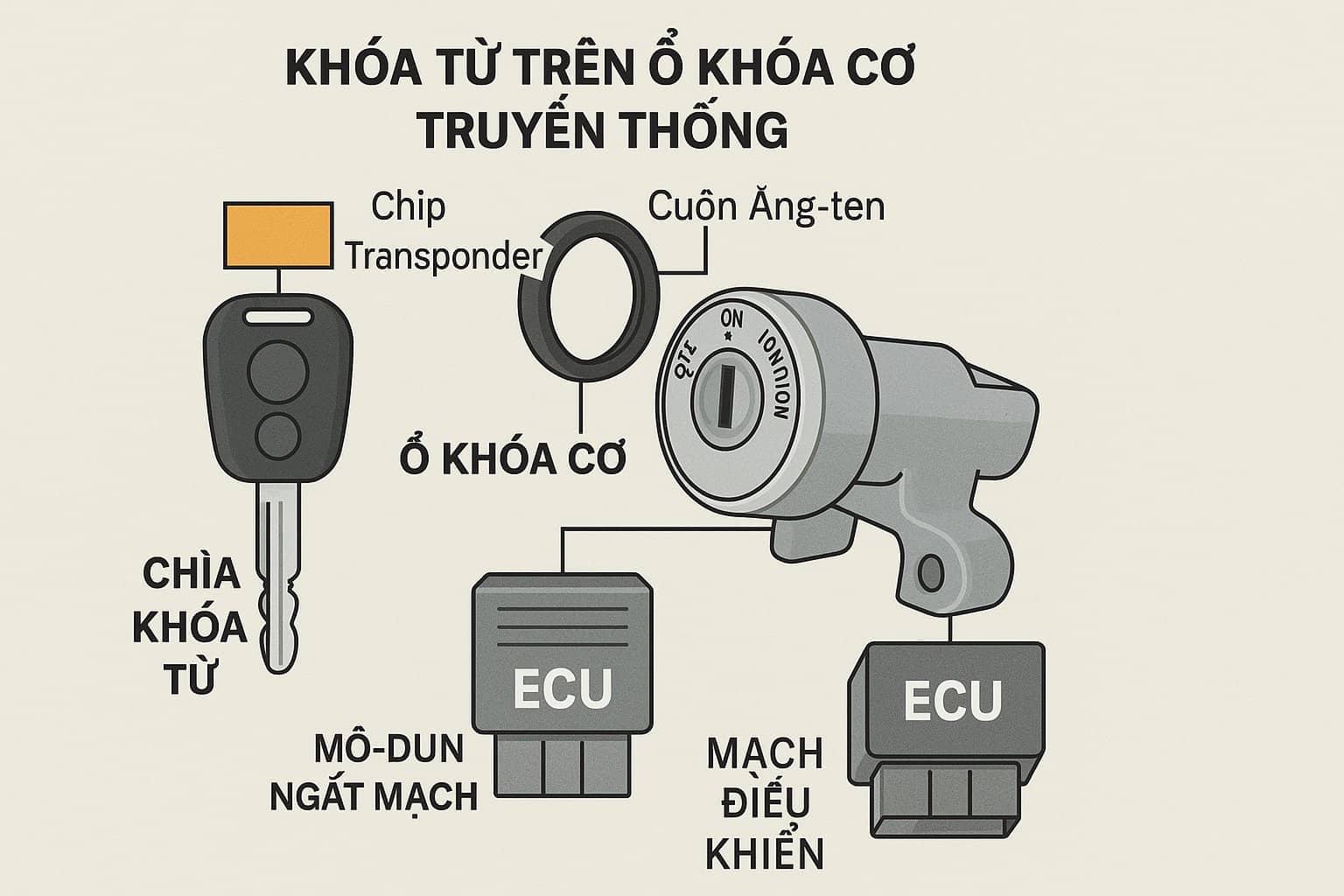 khóa từ trên ổ khóa cơ truyền thống
